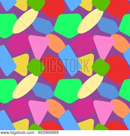 Continuous Texture With Various Geometric Monochrome Colored Shapes