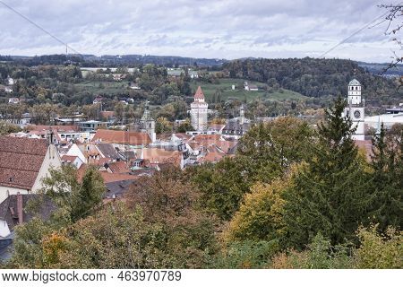 Ravensburg Is A City Of Towers And Gates. View Of The City From Veitsburg Castle