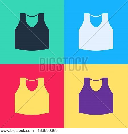Pop Art Undershirt Icon Isolated On Color Background. Vector