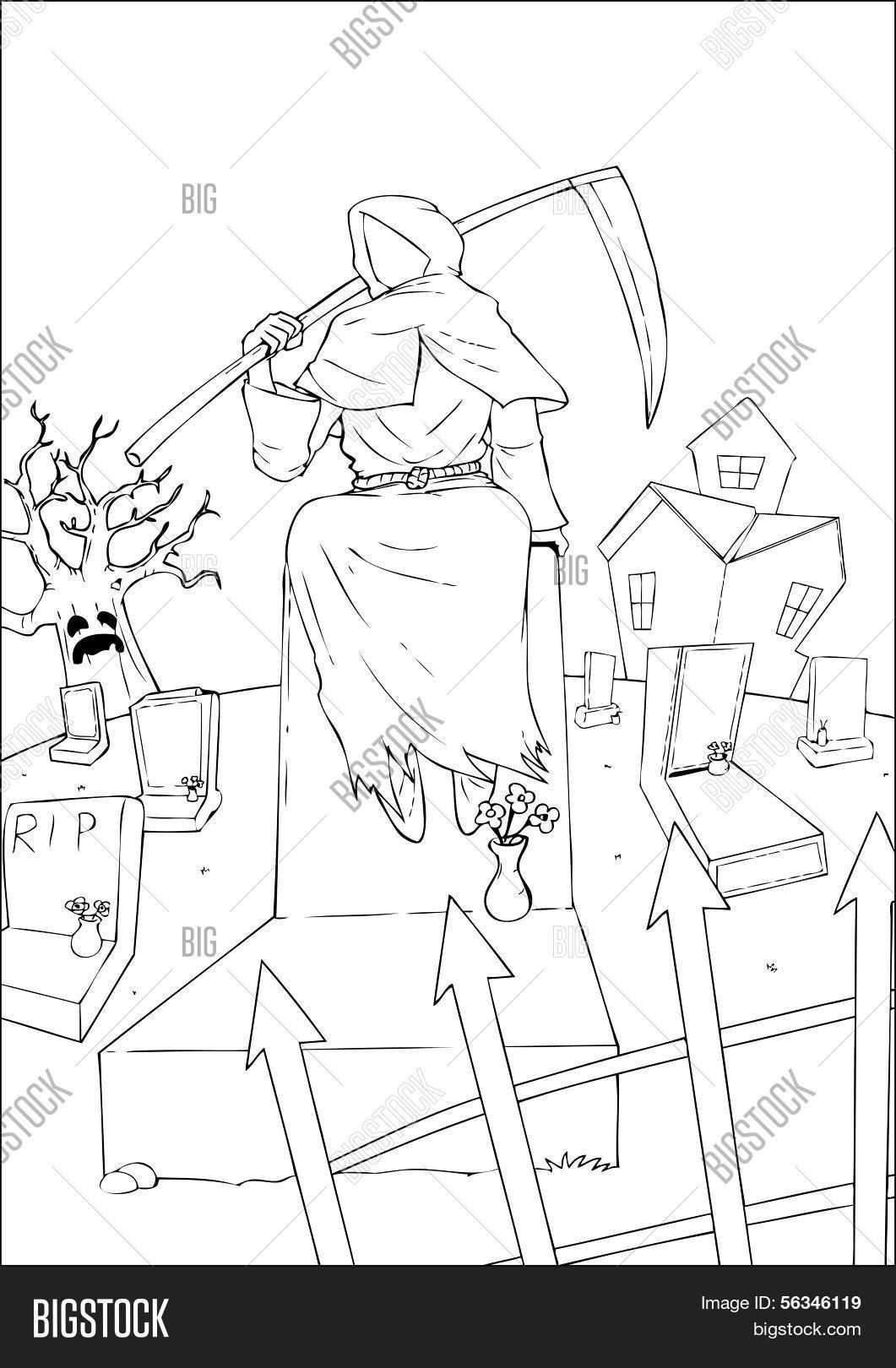 Grim Reaper Coloring Vector & Photo (Free Trial) | Bigstock