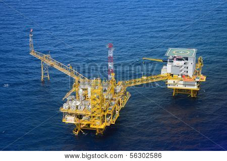 Top View Offshore Oil Rig Platform