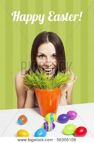 Happy Easter card green