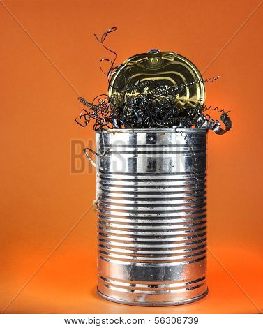 Old Tin Can Full Of Swarf