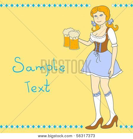 Dívka u piva Oktoberfest slaví