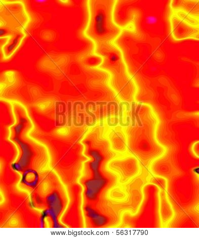 Abstract  Brightly  Glowing Silhouettes On The Red Background.