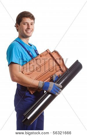 Builder Holding Tiles