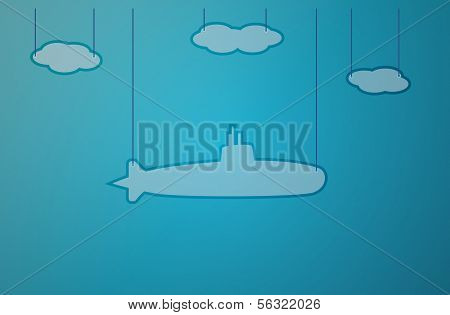Blue Background With Submarine