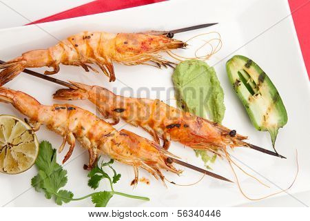 Guacamole Spicy Whole Grilled Shrimps