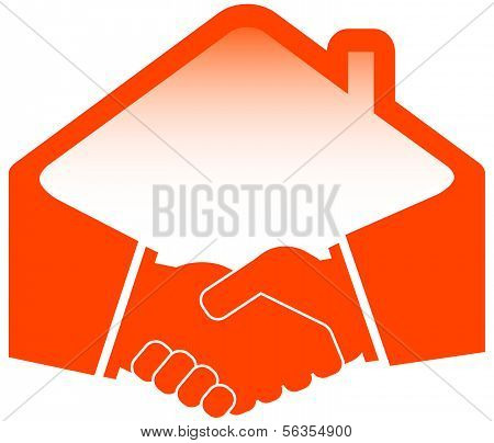 handshake with roof icon