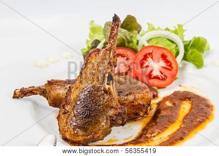 Grilled Lamb Chops  With Vegetables