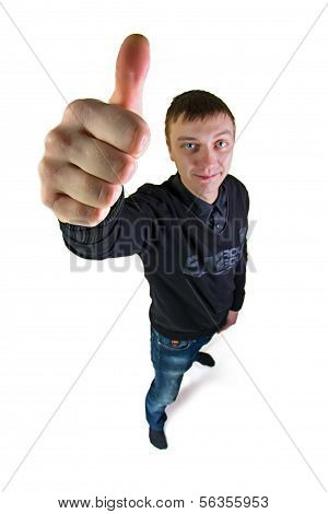 Homem feliz polegar para cima