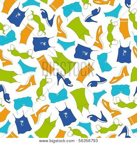 Seamless pattern, clothes woman, vector illustration