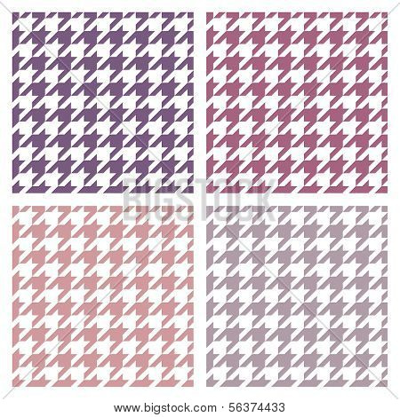 Houndstooth vektor sømløse farverige mønster sæt. Traditionelle skotske plaid stof samling