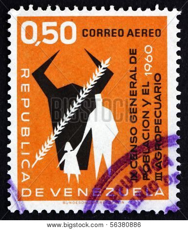 Frimærke Venezuela 1961 koens hoved, korn, mand og barn