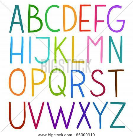 Colorful hand drawn vector full alphabet.
