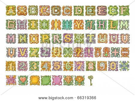 Fairy-tale Colorful Alphabet Painting. Isolated On White