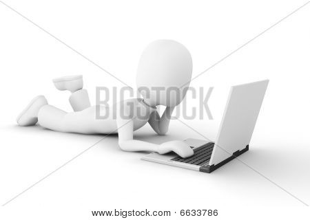 3D hombre y portátil