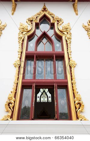 abstract golden lai Thai style art window