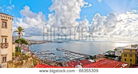 Naples bay view from Posillipo with Mediterranean sea - Italy
