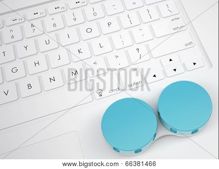 Lens container on the keyboard