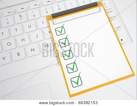 Checklist on the keyboard