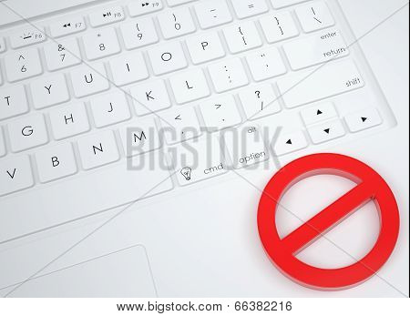 Red stop sign on the keyboard