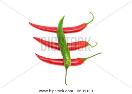 Fyra chilipeppar