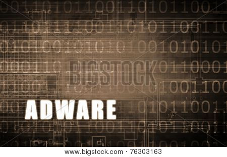 Adware on a Digital Binary Warning Abstract