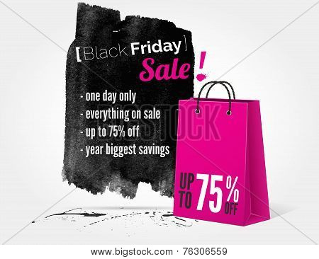 Black Friday watercolor banner with splashes