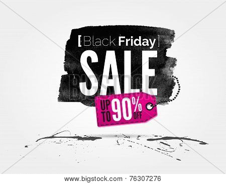 Black Friday watercolor banner with splashes