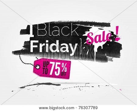 Black Friday watercolor banner with splashes