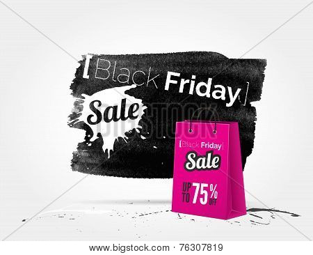 Black Friday watercolor banner with splashes