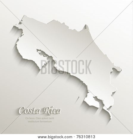 Costa Rica map card paper 3D natural vector
