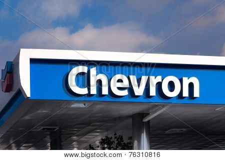 Chevron Gas Station Canopy And Sign