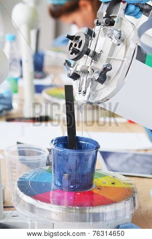 Preparation of paint for car painting in car body shop laboratory