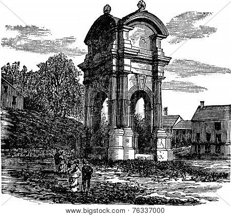 Plymouth, In Massachusetts, Usa, Vintage Engraving