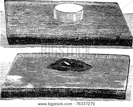 The Effect Produced By Explosion Of Gun-cotton Vintage Engraving