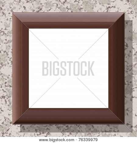 Blank Wooden Frame On Patterned Wall