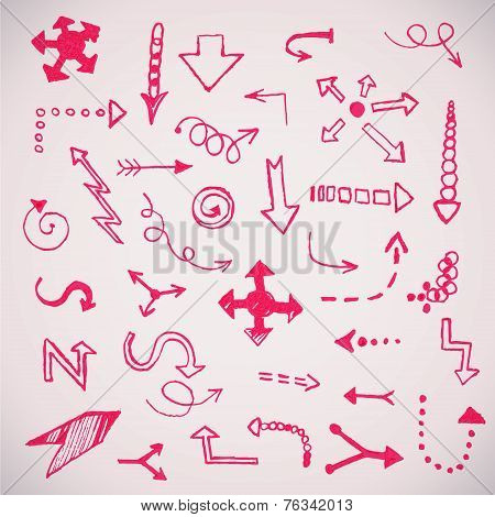 Hand Drawn Simple Arrows Set Made In Vector