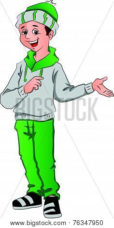 Vector Of Happy Boy Gesturing.