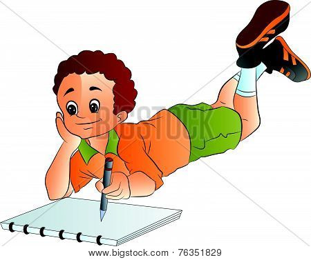 Boy Drawing On A Sketchpad, Illustration