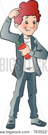 Vector Of Man Using Perfume.