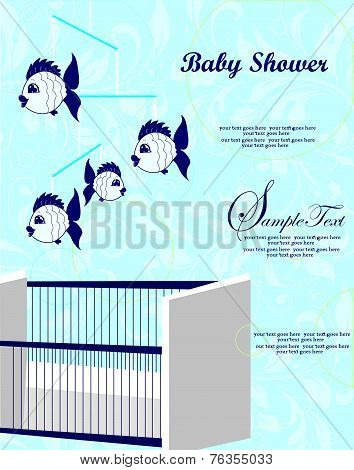 Vintage Baby Shower Invitation Card With Ornate Elegant Abstract Floral Design