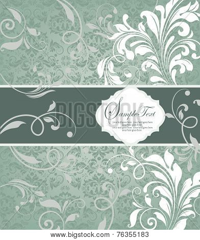 Vintage  Invitation Card With Ornate Elegant Abstract Floral Design