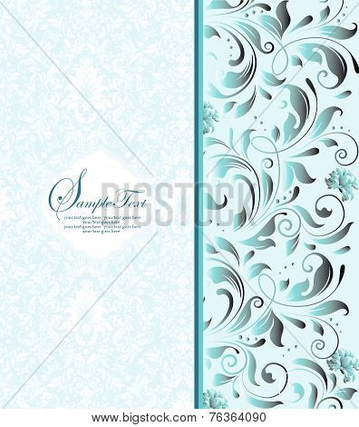 Vintage Invitation Card With Ornate Elegant Retro Abstract Floral Design
