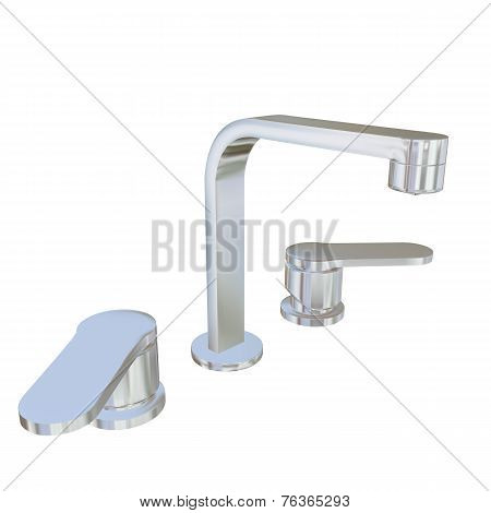 Modern Faucet With Chrome Or Stainless Steel Finishing, 3D Illustration