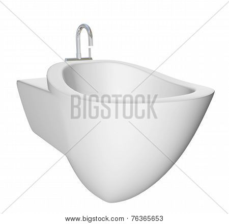 Round Bidet Design For Bathrooms. 3D Illustration