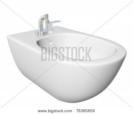 Round Bidet Design For Bathrooms. 3D Illustration.