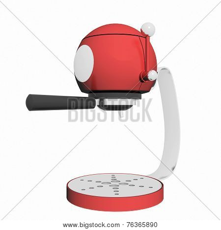 Red And Chrome Single Espresso Coffee Machine, 3D Illustration
