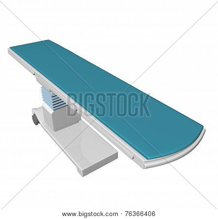 Adjustable Height Medical Examination Table Or Bed With Blue Padding, 3D Illustration, 3D Illustrati